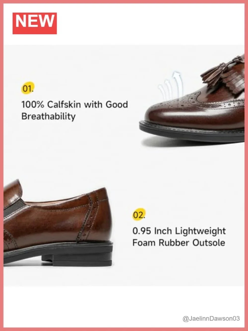 Women's Genuine Calfskin Leather Tassel Loafers Brogue Wingtip Slip-on